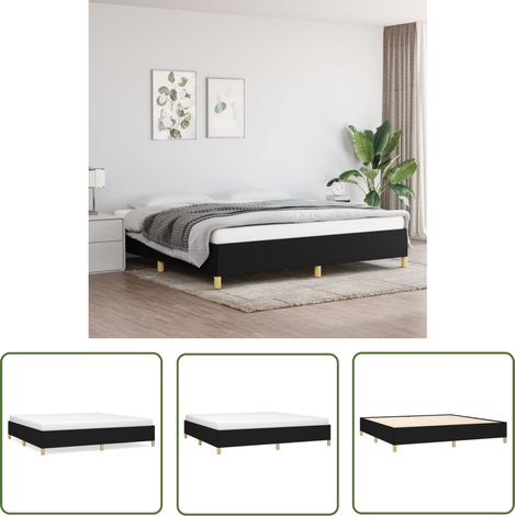 The Living Store Bettgestell ohne Matratze Schwarz 200x200 cm Stoff - Bettrahmen - Doppelbett - Boxspringbetten - Schlafzimmermöbel - Massivholzmöbel (1/5)