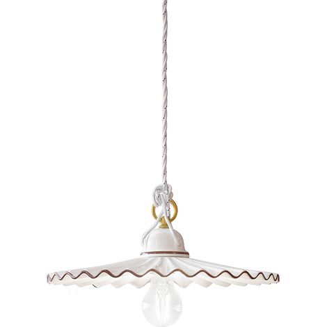 Sospensione Classica L'Aquila Ottone E Ceramica Decorato Diam. 31Cm 1 Luce E27 (1/5)