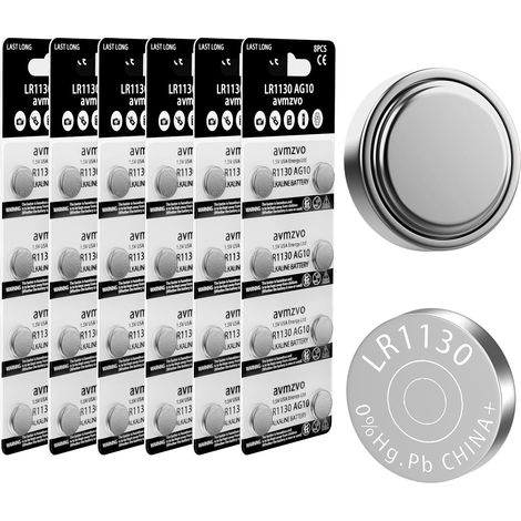 LR1130 Lot de 48 Piles Bouton alcalines AG10 LR 1130 1,5 V (48 pièces) LR54 1131 189 sans Mercure (1/5)