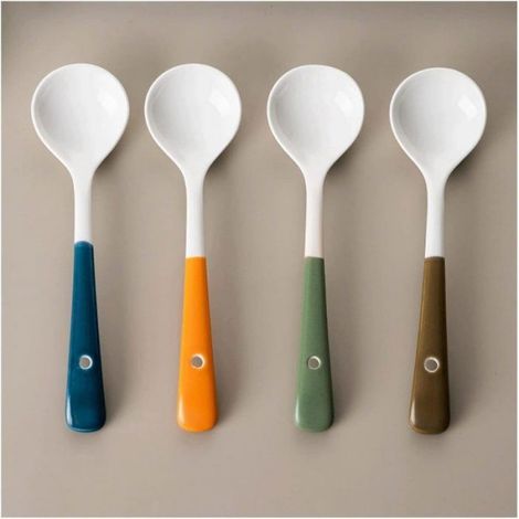 Cuillères de Service en Céramique Orange, Format Grand avec Manche Long, Pour Usage Quotidien et Cuisine Femeo (1/4)