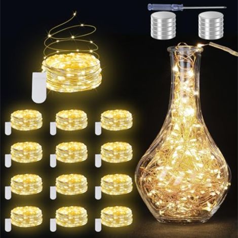 Beyamis Guirlande LED 20 leds – lot de 12, étanche, mariage/fêtes/déco, blanc chaud (1/5)