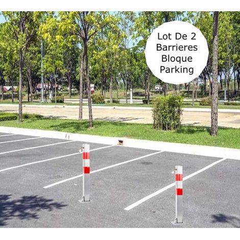 Lot de 2 Barrières Bloque Parking Et Stationnement. Hauteur : 70 cm (1/5)