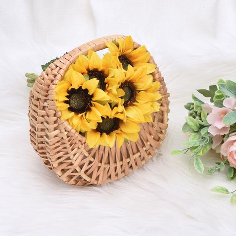 Ajoutez du papier bulle et du coton à bulles pour l'expédition. Panier à fleurs portatif, sac tissé, panier de rangement créatif fait main en rotin et en osier pour pots de fleurs.