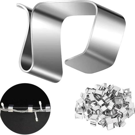 50 ganci per grondaie in acciaio inossidabile, clip per luci natalizie per decorazioni da giardino e decorazioni natalizie, 17 x 14 mm