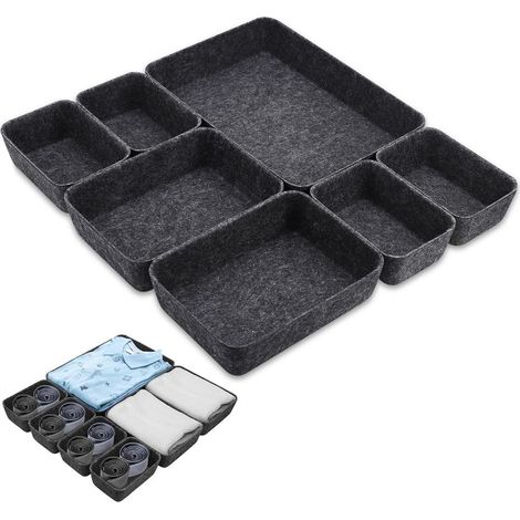 Schubladen Organizer Filz 7er Set Schubladeneinsatz Dunkelgrau (1/5)