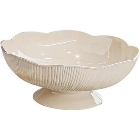 Corbeille à Fruits - Bol à Fruits - Bol de Service Compact et Stable pour Fruits et Bonbons - 1 pièce - Décoration de Cuisine en Crème Blanche