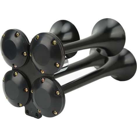 Klaxon à 4 trompettes pour compresseur d'air, 150 dB, 12 V, ultra puissant, universel, compatible voitures, camions, bateaux et trains (1/5)
