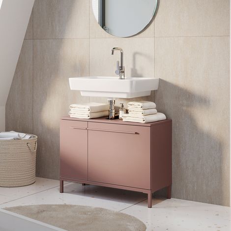 Meuble sous lavabo 2 portes terracotta - ANDERS