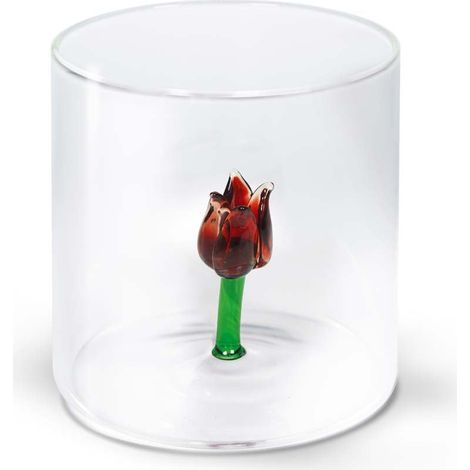 WD LifeStyle Bicchiere Vetro Borosilicato Cc 250 ml Decoro Tulipano (1/3)