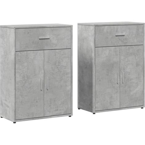 Maison Exclusive - Credenze 2 pz Grigio Cemento 60x30x84 cm in Legno Multistrato