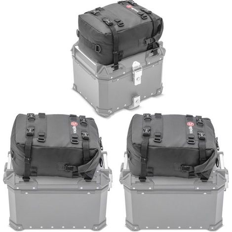 Set 3x Sacoche de couvercle pour valises laterales aluminium / top case KH2