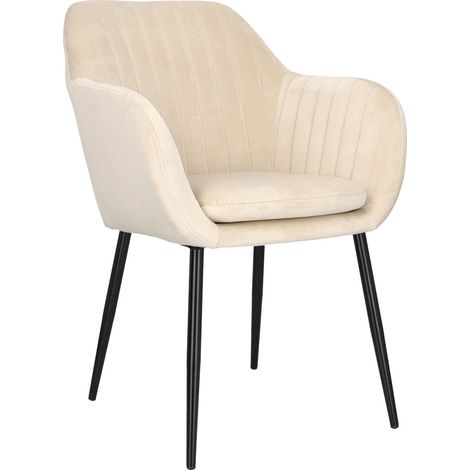Sedia Emilia Velvet imbottita color crema con braccioli (1/5)