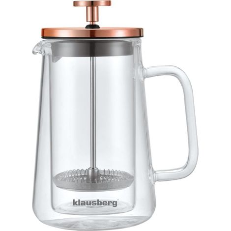 Cafetera/Tetera de prensa francesa de 0,35 l, color oro rosa, KLAUSBERG KB-7723 (1/5)