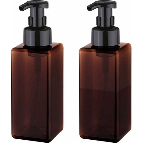 Distributeur Savon Moussant 2 Pièces 650ml Flacon Pompe Rechargeable en Plastique pour Cuisine Salle de Bains Label (1/4)