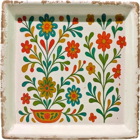 Bunte Keramik-Blumenplatte zur Dekoration