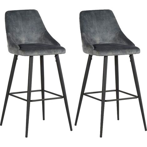 Lot 2 chaises de bar velours CASITA CHABARLOU3GRI (1/2)