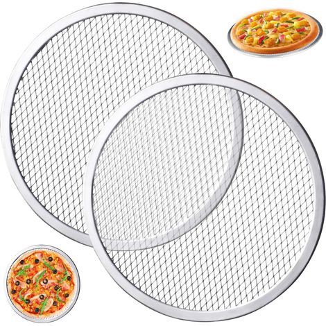 Grille pizza 2 pièces - Pizzeria perforée - Grille pizza - Grille pizza en, pain ou gâteau au four ou à l'extérieur - 20 cm (1/5)