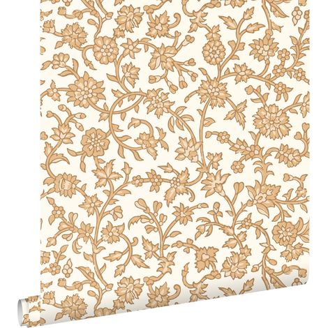 papier peint fleurs vintage marron - ESTAhome (1/5)