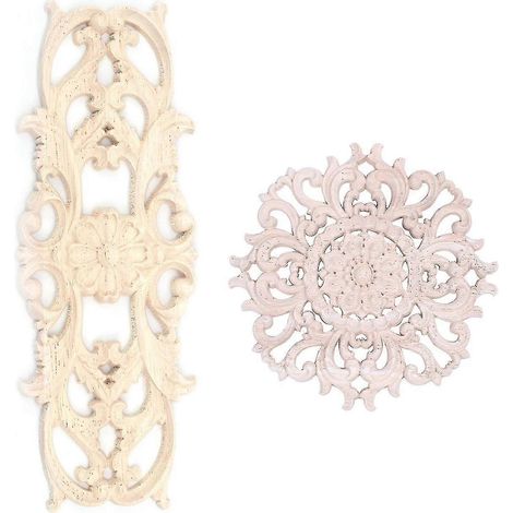 Lot de 2 appliques décoratives en bois d'hévéa sculpté, style rétro, pour meubles et artisanat, 22,5 x 8 cm et 15 cm, type A (1/5)