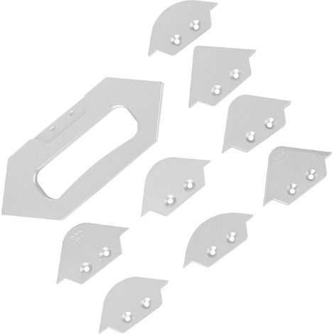 Un ensemble de gabarits pour déterminer le rayon des angles d'une table de défonceuse pour le travail du bois, le chanfreinage et le profilage. (1/5)