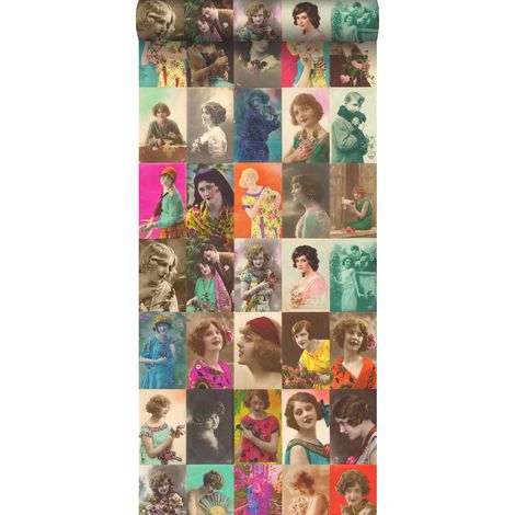 papier peint intissé XXL cartes postales vintage multicolore - ESTAhome (1/5)