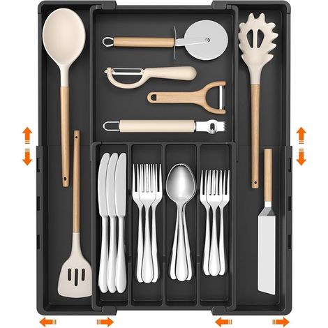 Cutlery Tray for Drawer, Tableware Organizer, Spoon and Fork Holder (1/3)