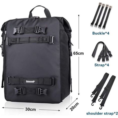 Multifonctionnel sac de moto moto bagages 30L moto sacoches de selle sacs porte-bagages sac arrière Noir-Fei Yu (1/4)