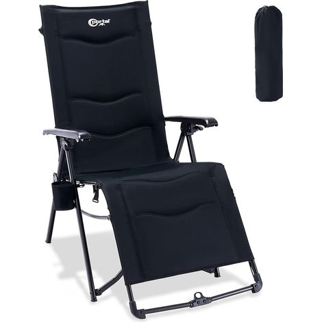 Chaise longue pliable de jardin, de camping, avec repose-pieds, 180 kg, avec fonction Zero Gravity, chaise longue réglable pour terrasse, plage, intérieur (1/5)
