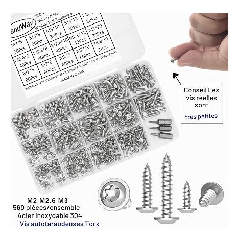 Self-Tapping Screws with Torx Domed Head, M2 M2.3 M3 Small Round Head Wood Screws with Washer Stainless Steel, Mini Sheet Metal Self-Drilling for Wood Plastic with T6 T8 T10 Bit. (1/4)