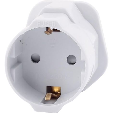 AC 250 V 16 A UK-Stecker et EU-Buchse, abgesicherter Netzanschlussadapter weiß (561597efbcccd4b6d56a (1/4)