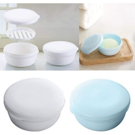 Soap Dish - Not Specified - Portable Soap Case - PP+PE Plastic - 2 pcs - White/Blue (1/4)