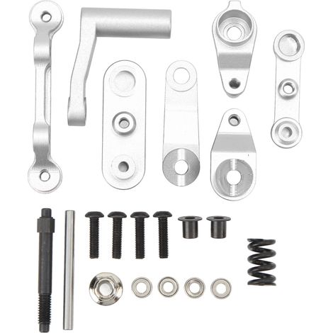 Ensemble de direction en alliage d'aluminium pour voitures RC Losi Baja Rey Rock Rey 1/10 (pièce de rechange) - kit de biellettes de direction argenté (1/5)