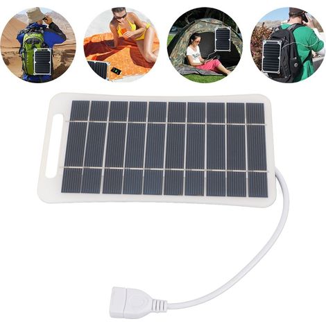 Panneau Solaire USB 5V 5W Portable pour Chargement - Panneau Solaire à Monocristalline Haut Rendement pour Camping Voyage Extérieur Blanc (1/5)