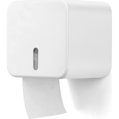 Porte-papier toilette mural, distributeur et support de rouleau, étanche et anti-poussière pour salle de bain et toilettes (blanc) (1/4)