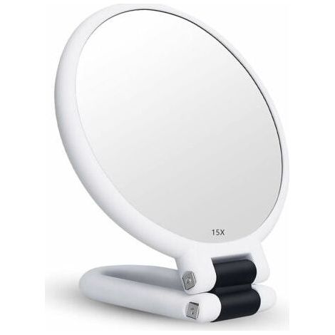 QORVA-Miroir grossissant x15 miroir pliant double face pour divers détails de maquillage (blanc) (1/5)