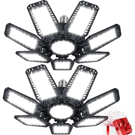 2 Pièces Eclairage LED Garage 200W, 7+1 Panneau Ajustable, 20000LM 6500K, Pour Atelier Entrepôt (1/5)