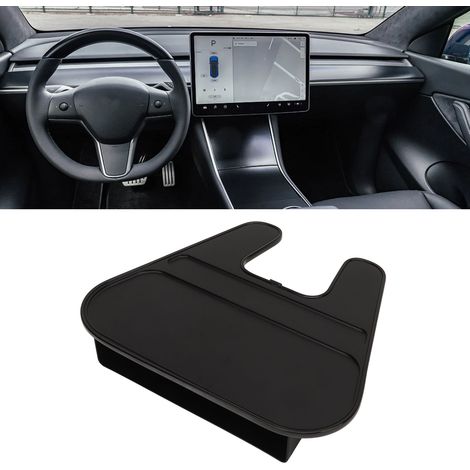 (T04) Aufbewahrungsbox für den Raum zwischen Autositz und Lenkrad, Multifunktions-Tablet, geeignet für Tesla Model 3 2017-2023, schwarz mit schwarzer Umrandung. (1/5)
