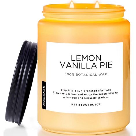 Duftkerze Lemon Vanilla Pie, 550g, 100h Brenndauer, 2 Dochte, Sojawachs