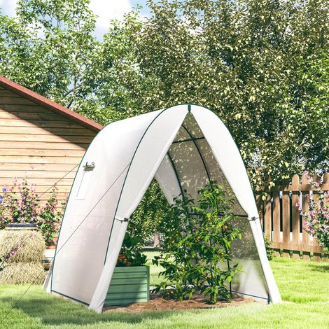 Serre de jardin avec 2 portes zippées blanche OKMYHOME (1/4)
