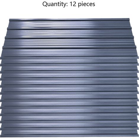 Charcoal Black Set of 12 Steel Corrugated Panels (1/5)