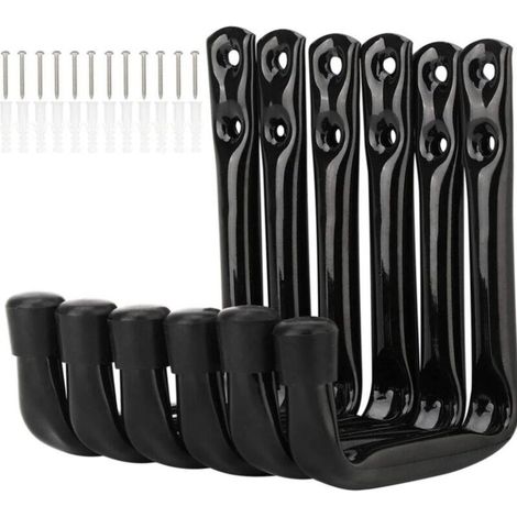 Confezione da 6 ganci da parete per bici, resistenti, per garage, con viti
