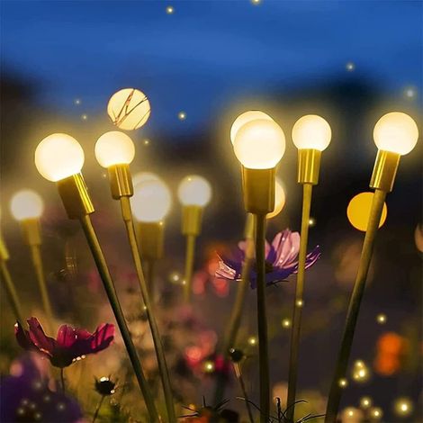 Lampes de jardin LED à énergie solaire : décorations de jardin inspirées des lucioles avec mouvement de balancement pour la cour et la décoration des fêtes (lot de 2) (1/5)