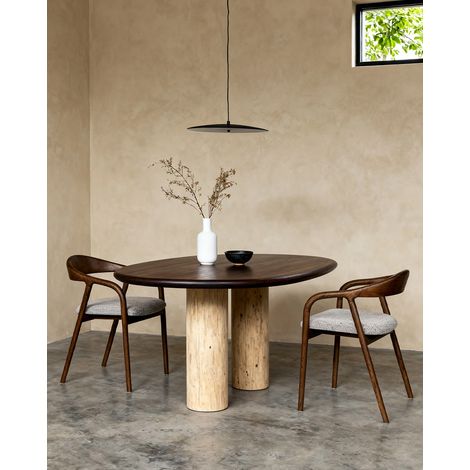 Silla de comedor 52,5x55x76,5 cm en madera de fresno nogal, respaldo curvado, estable – MEUBLIV (1/5)