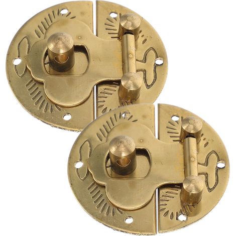 2pcs Loquets Ronds Rétro en Laiton pour Boîte à Bijoux en Bois, Petit Verrou de Précision Résistant la Décoloration, pour Bricolage et Rangement (1/5)