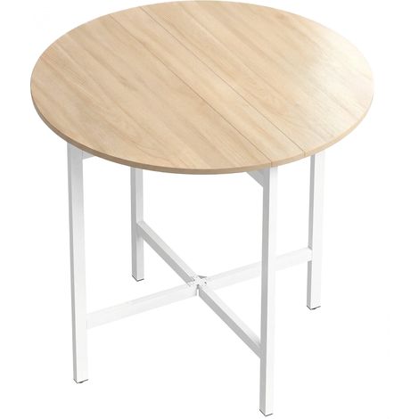 Folding Dining Table, 80 cm Round, Seats 2-4, Wood Finish