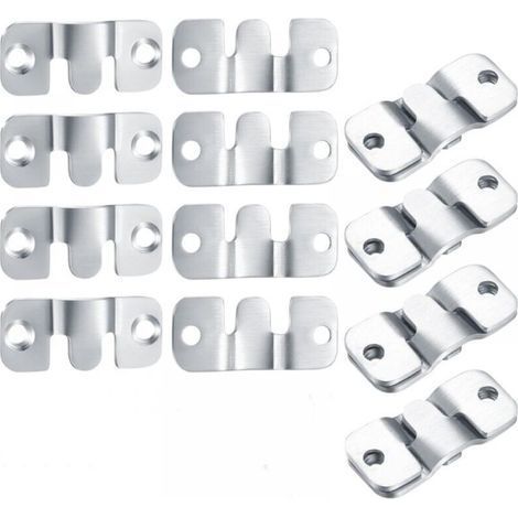 8PCS Concealed Flush Mount Bracket, Picture Frame Hook, Wall Mounted Picture Hanger, Interlocking Suspension Brackets, Furniture Connector for Hanging Mirror Fixing (1/5)