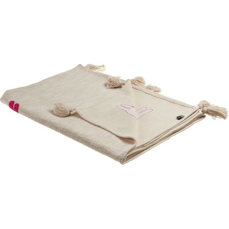 Coperta in cotone motivo lama plaid nandyal 130 x 180 cm beige e rosa Nandyal (1/5)