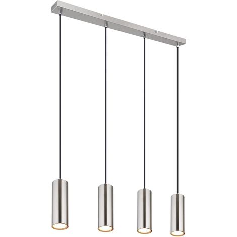 Plafonnier suspendu en nickel mat, 4 ampoules GU10 3000 K