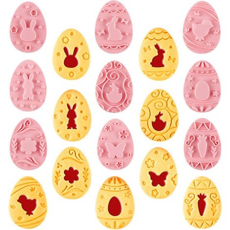 Set di 9 pezzi per biscotti di Pasqua, kit fai da te per la preparazione di dolci, colore rosa e materiale PP. Facile da usare per dolci e decorazioni pasquali. (1/5)