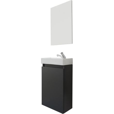 trendteam smart living Set da Bagno 2 Pezzi con lavabo, Legno Vetro Float, Grigio, ohne Beleuchtung